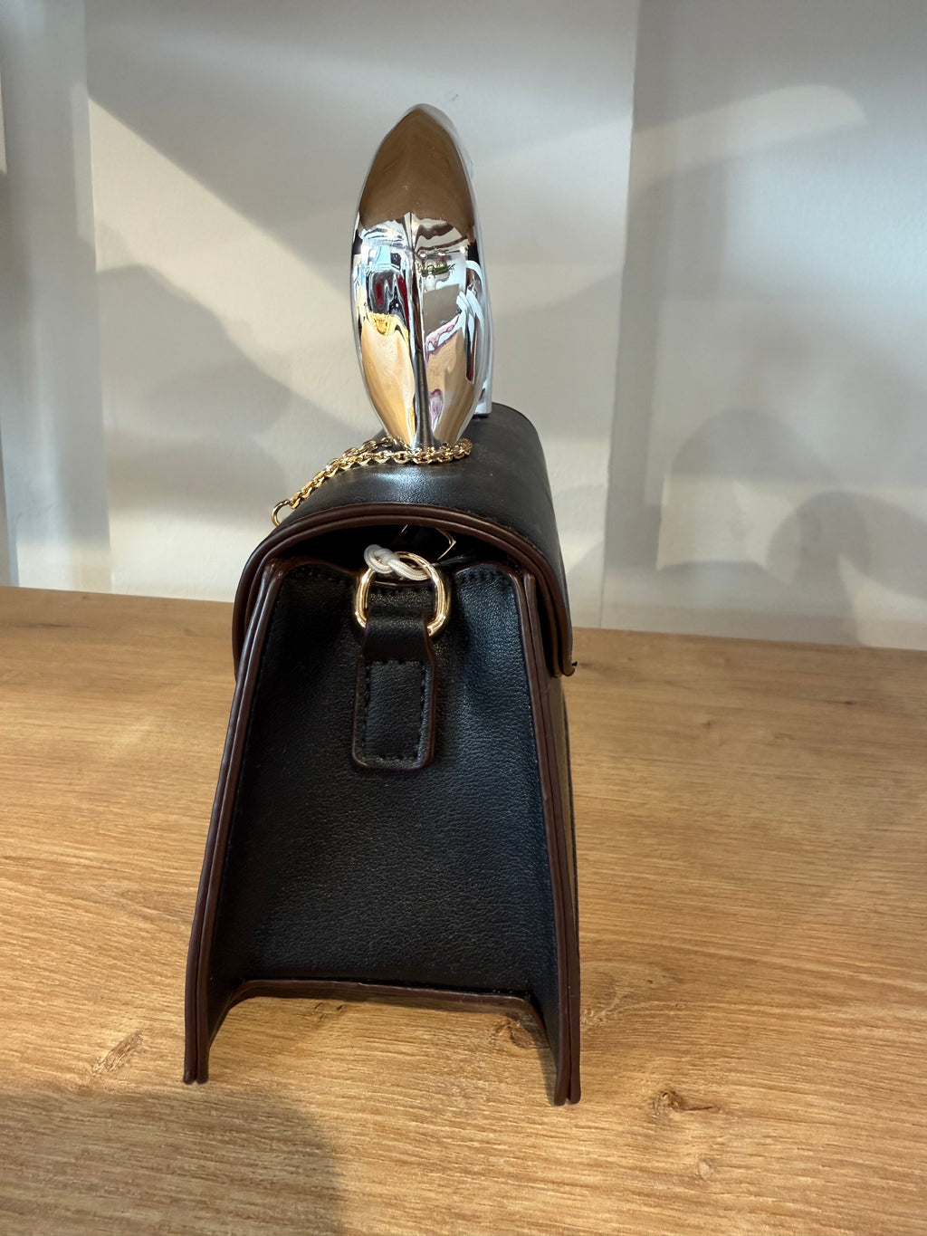 Alex Max Black Handbag with Heart Handle