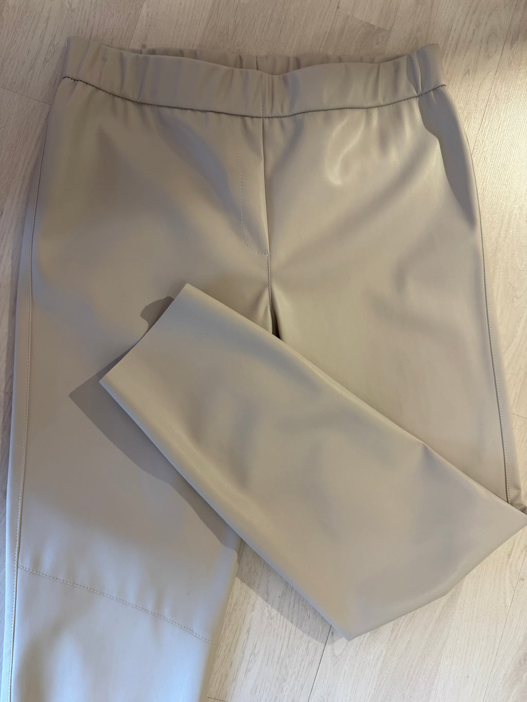 Faux Leather Pants with Decorative Back Pockets