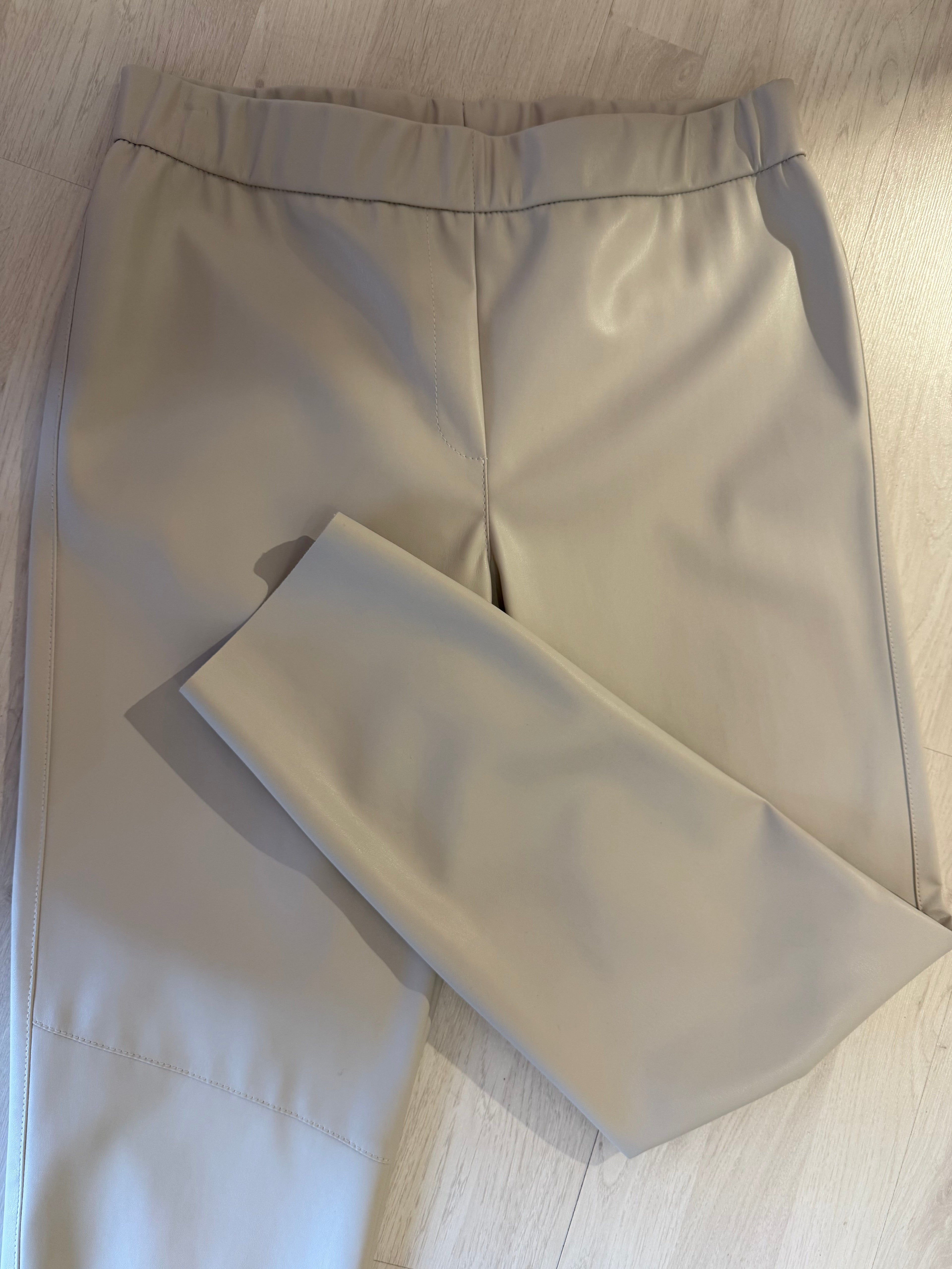 Faux Leather Pants with Decorative Back Pockets