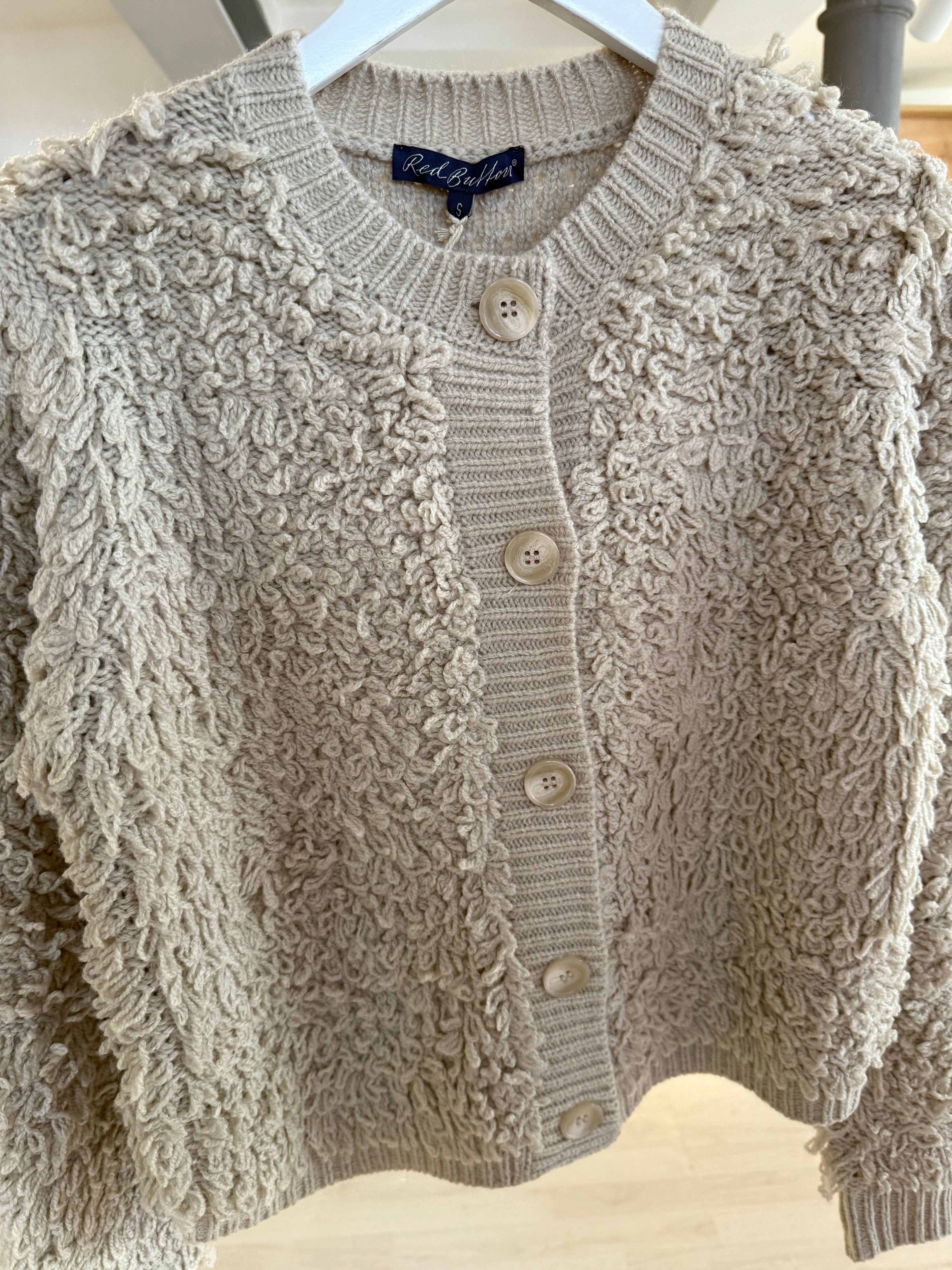 Stone Knit Top with Button Front Jacket Loops