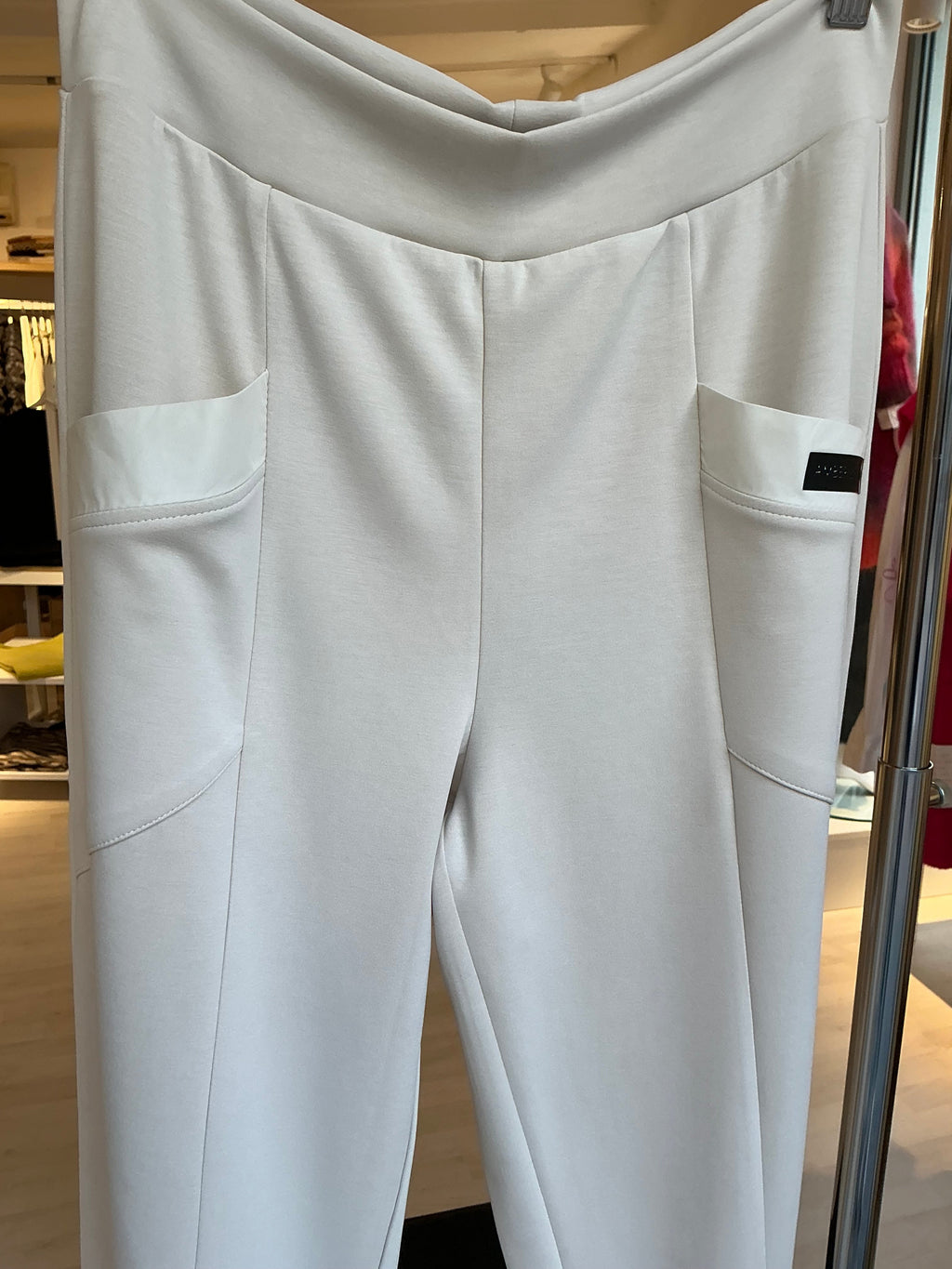 Cream Beige Jersey Pants with Contrasting Pockets