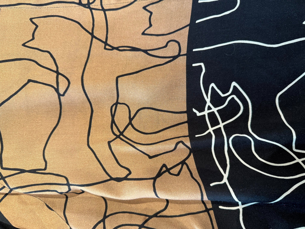 Patterned Blouse in Brown Black and Cream White