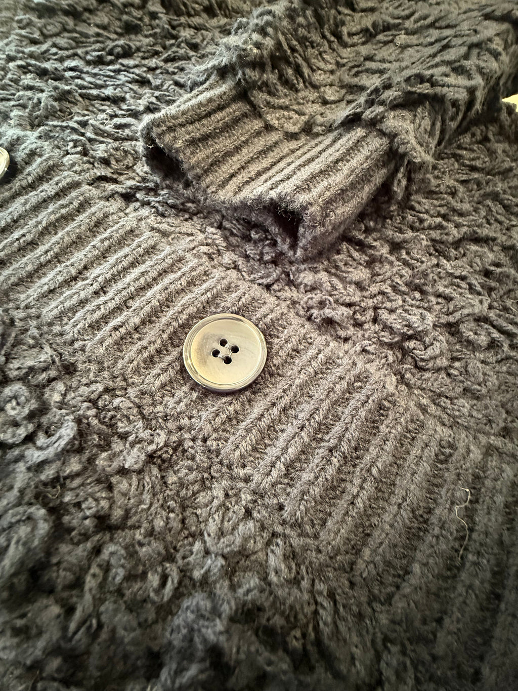 Navy Knit Top with Button Front Jacket Loops