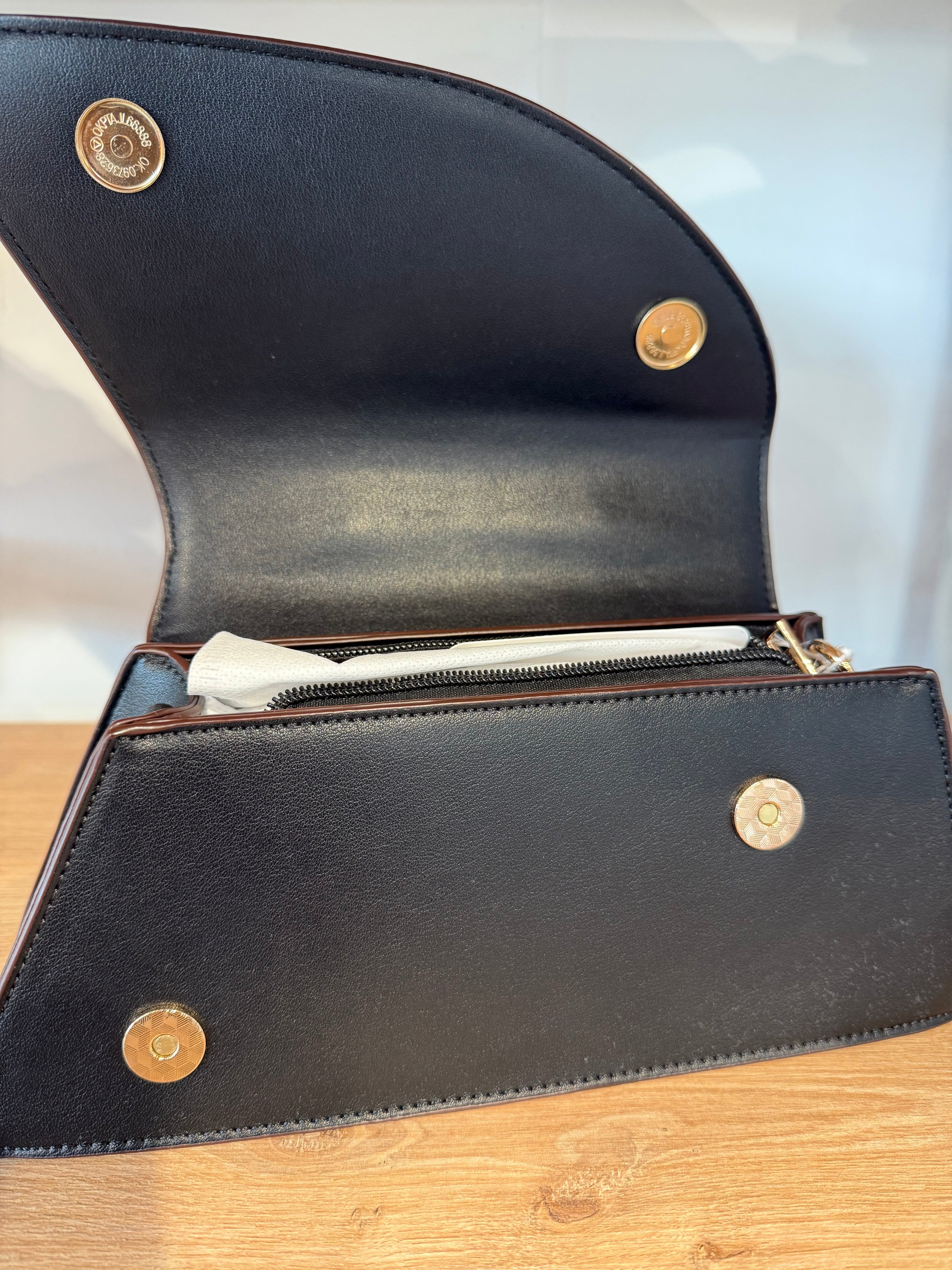 Alex Max Black Handbag with Heart Handle