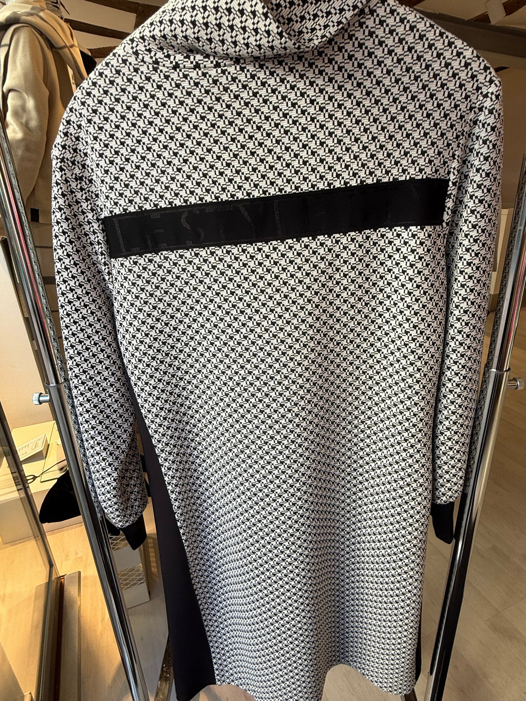 Monochrome Patterned Long Sleeve Dress