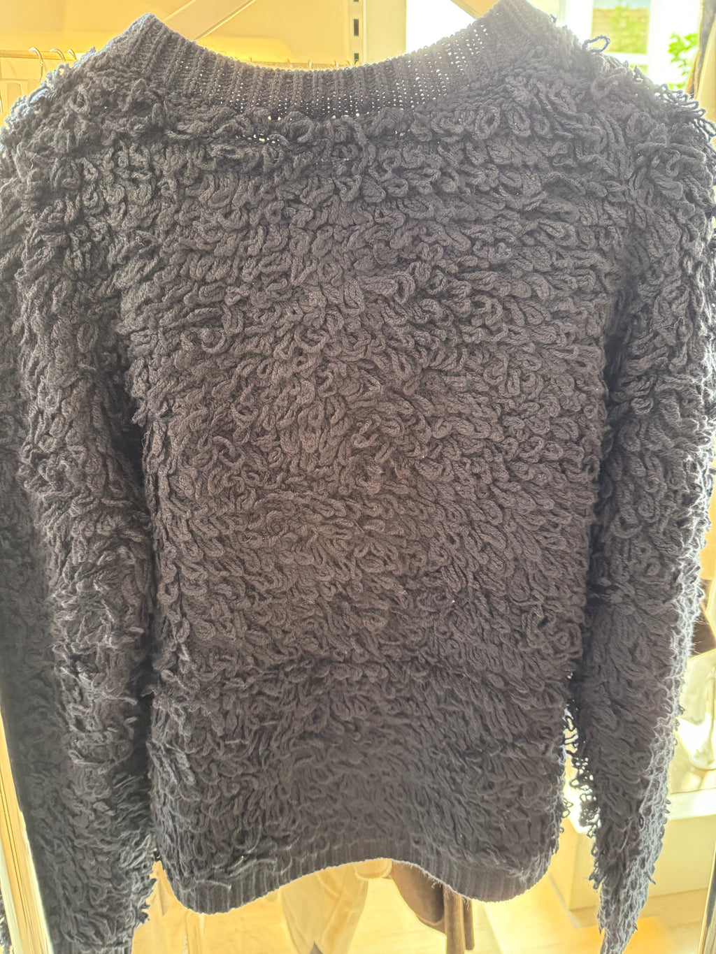 Navy Knit Top with Button Front Jacket Loops