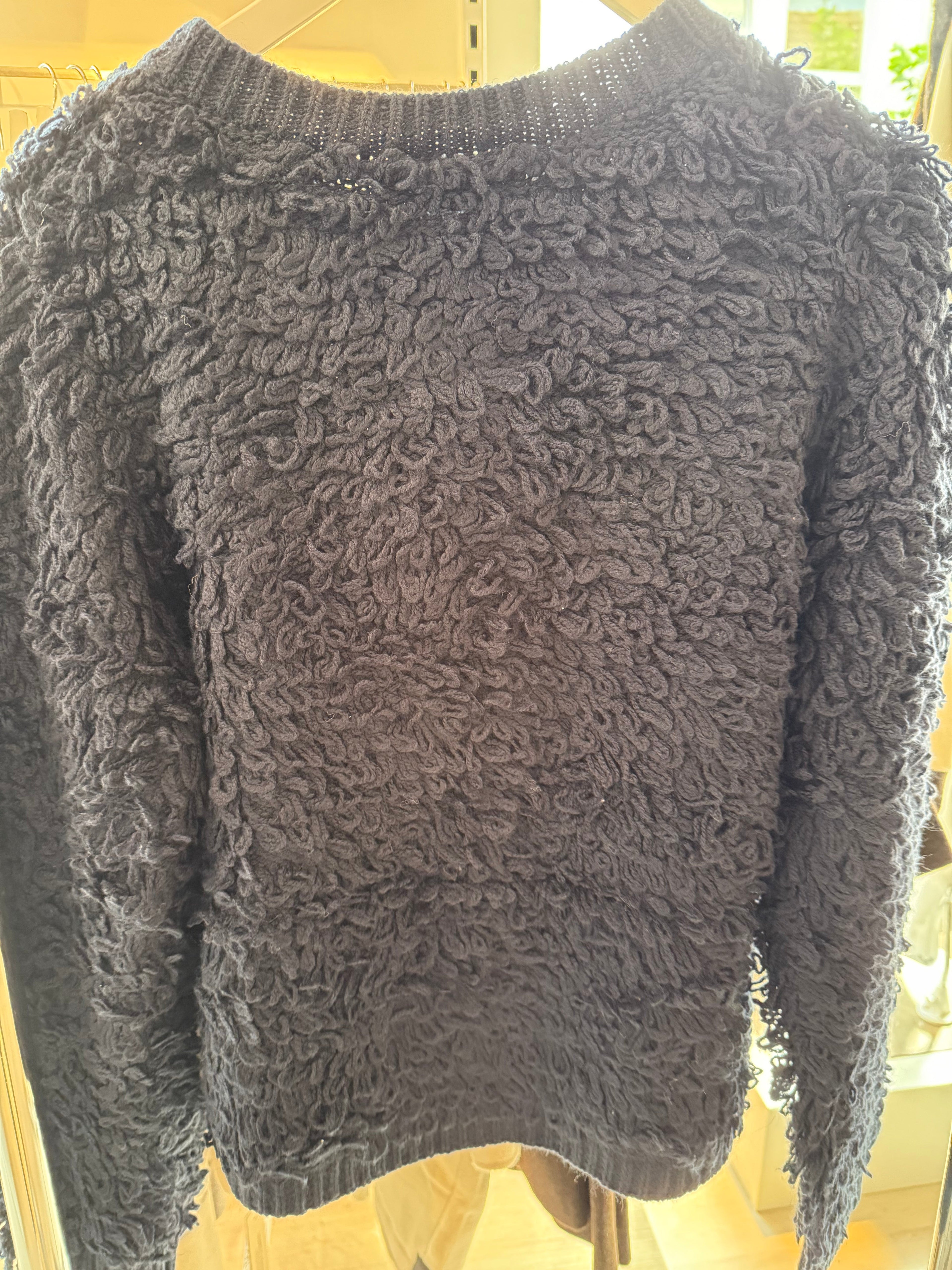 Navy Knit Top with Button Front Jacket Loops