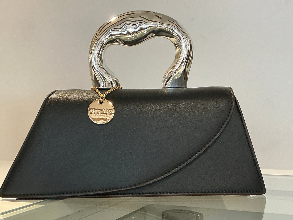 Alex Max Black Handbag with Heart Handle