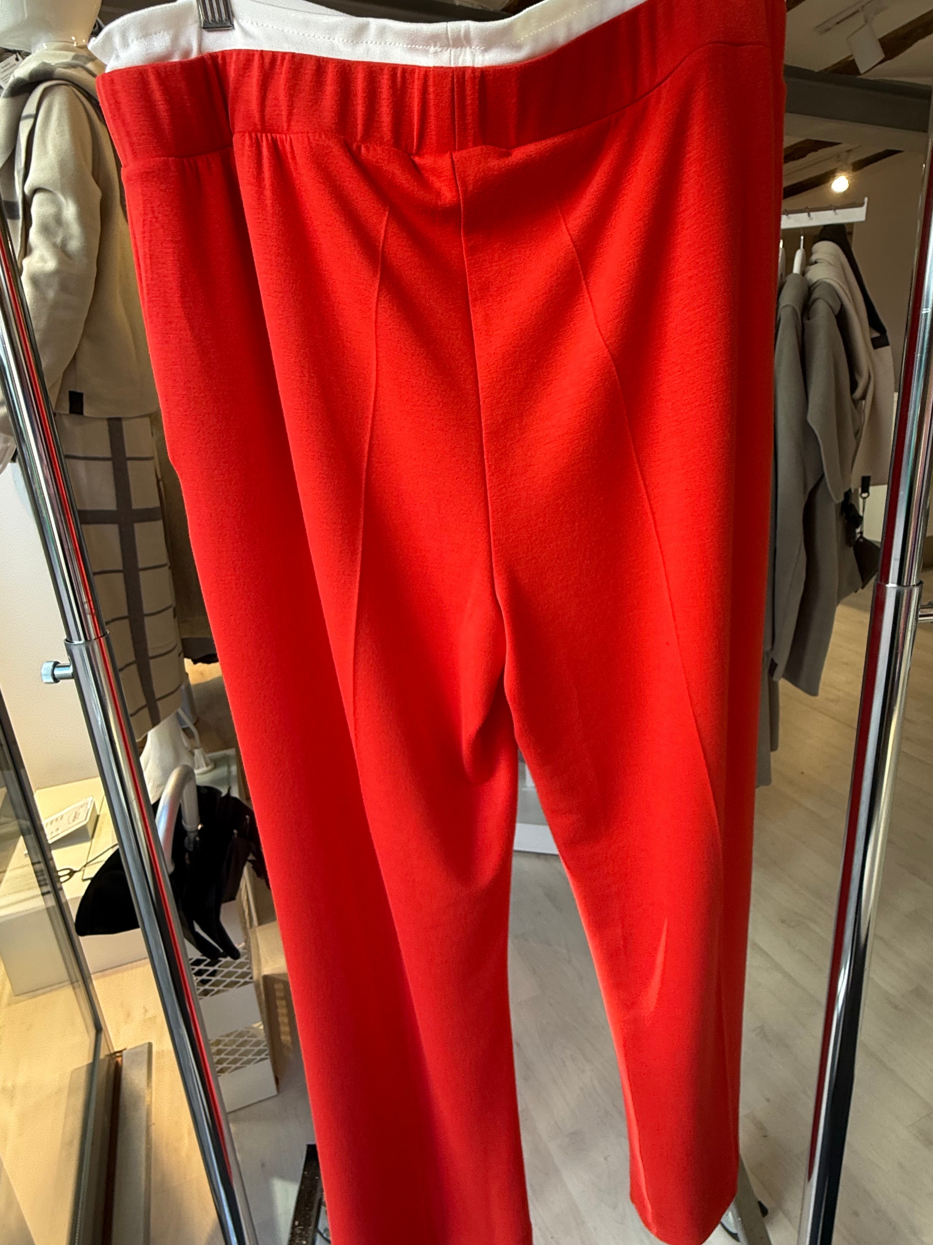 Red Viscose Blend Pants with Drawstring Detail