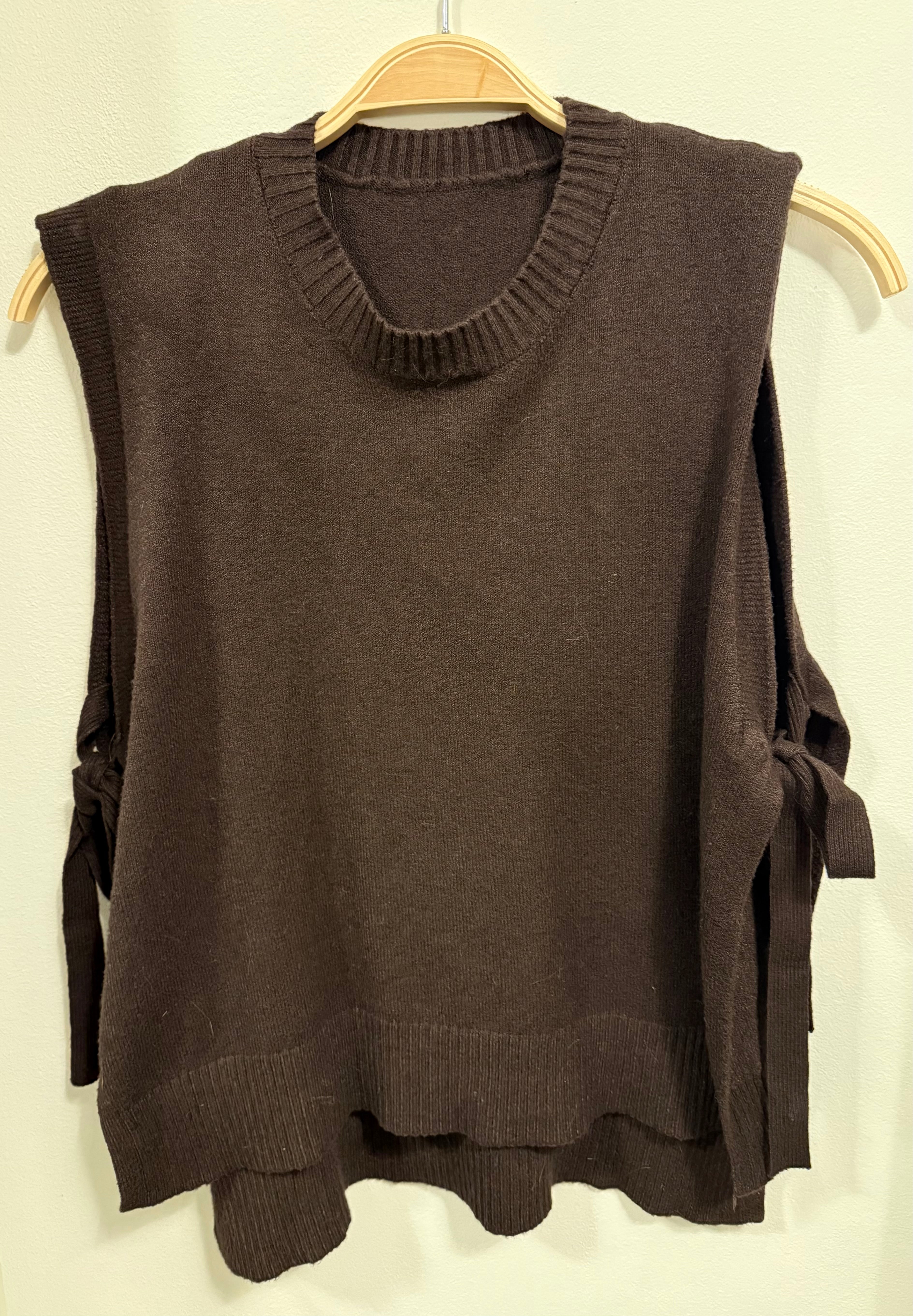 Side Tie Knitted Sweater – Chocolate Brown