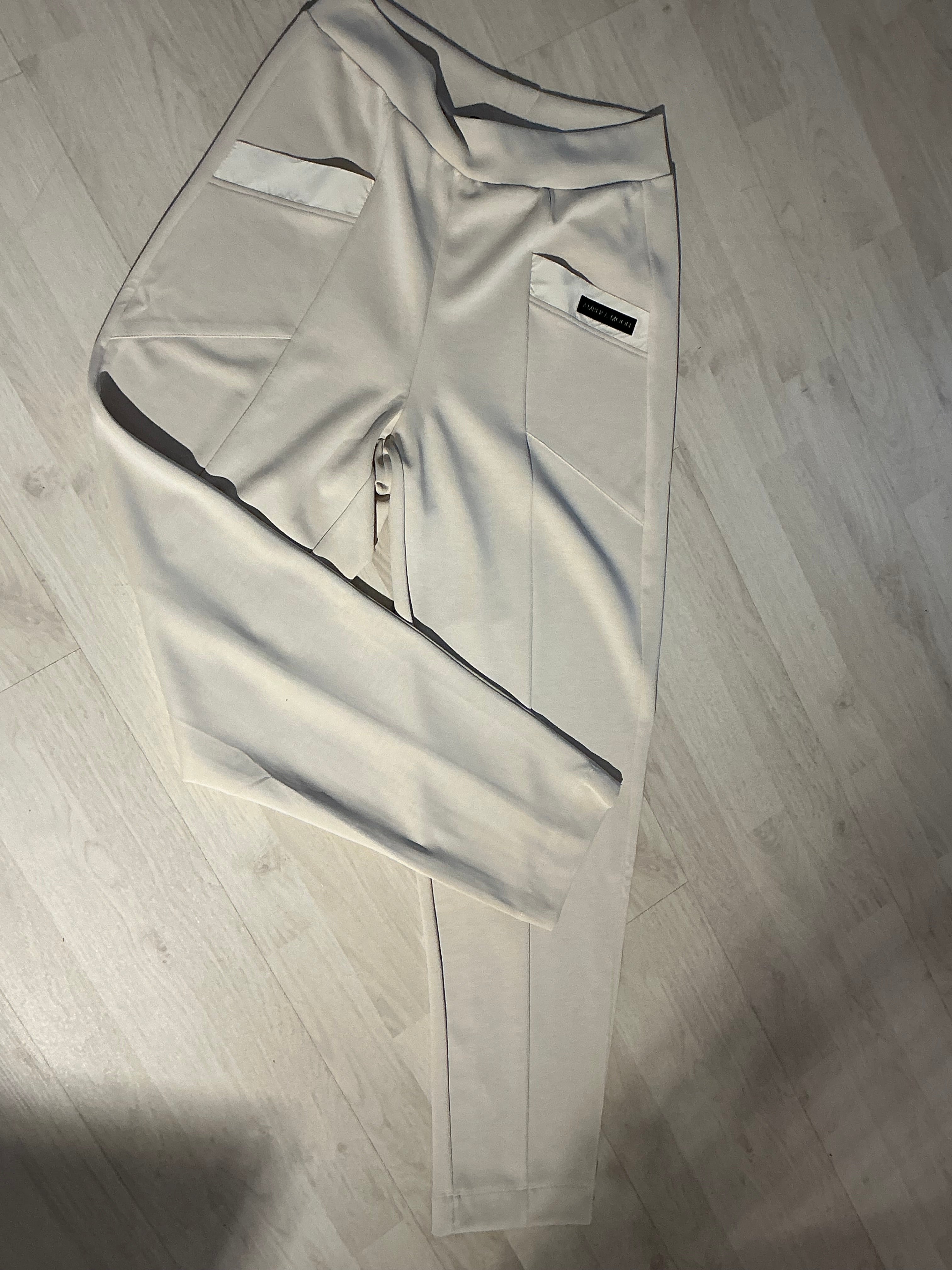 Cream Beige Jersey Pants with Contrasting Pockets