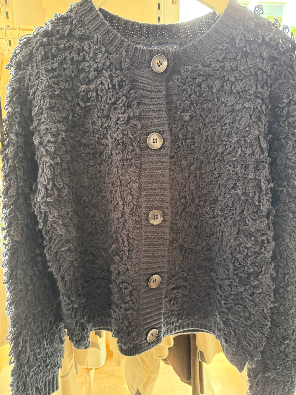 Navy Knit Top with Button Front Jacket Loops