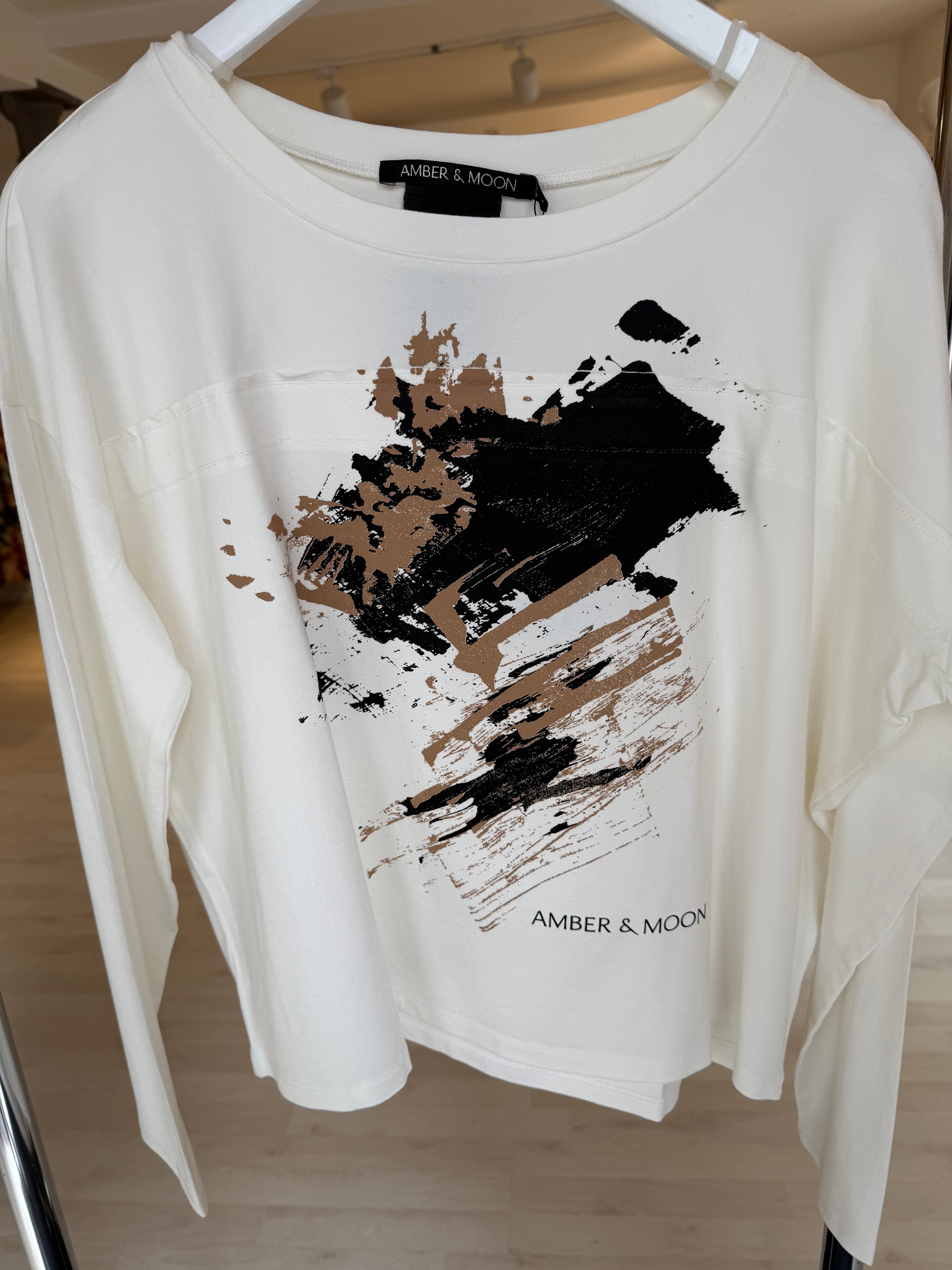 Black and Beige Long Sleeve Top Stylish and Comfortable