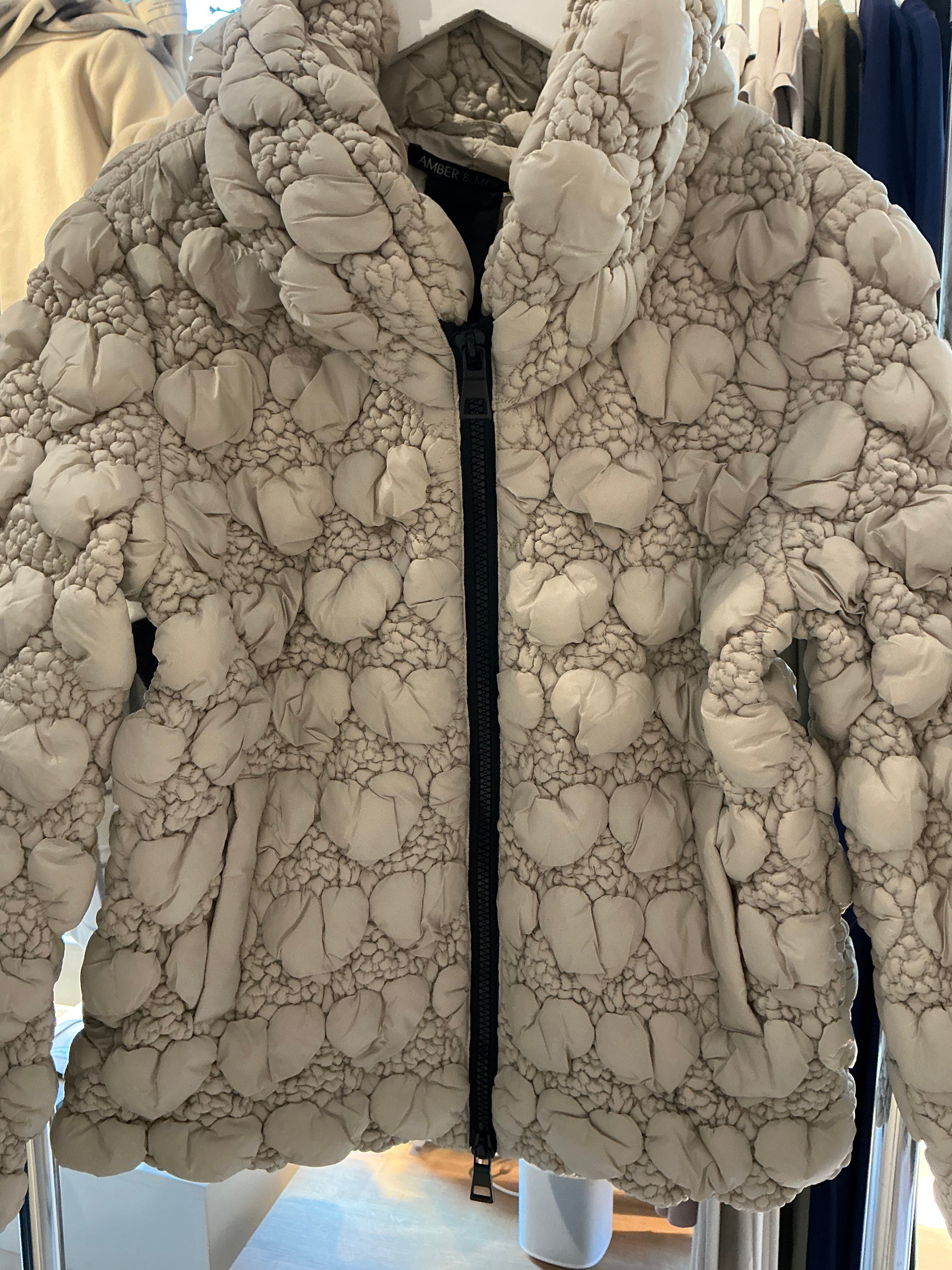 3D Bubble Effect Puffer Jacket Amber & Mode Cream Beige