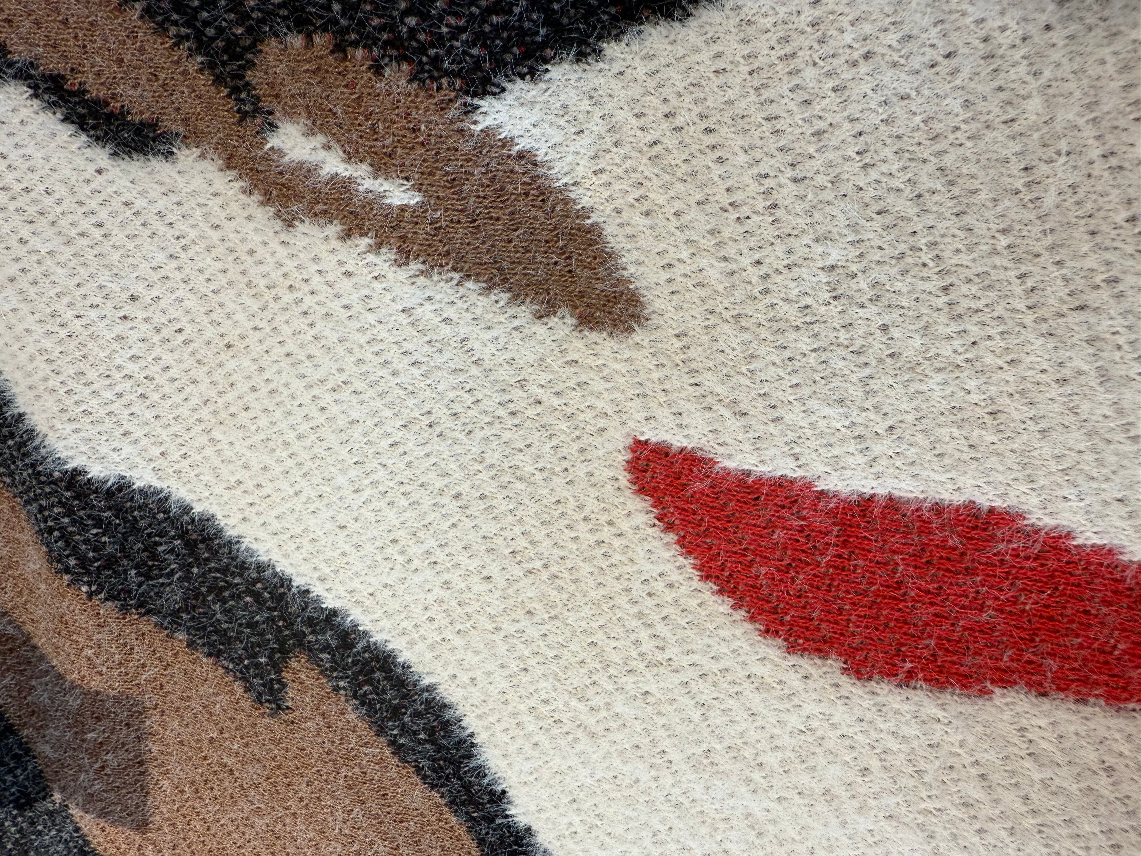 Abstract Pattern Turtleneck Sweater Brown Black White and Red