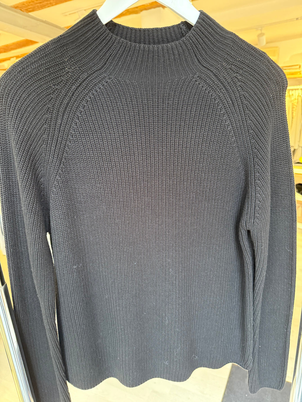 Black Knitted Cotton Sweater