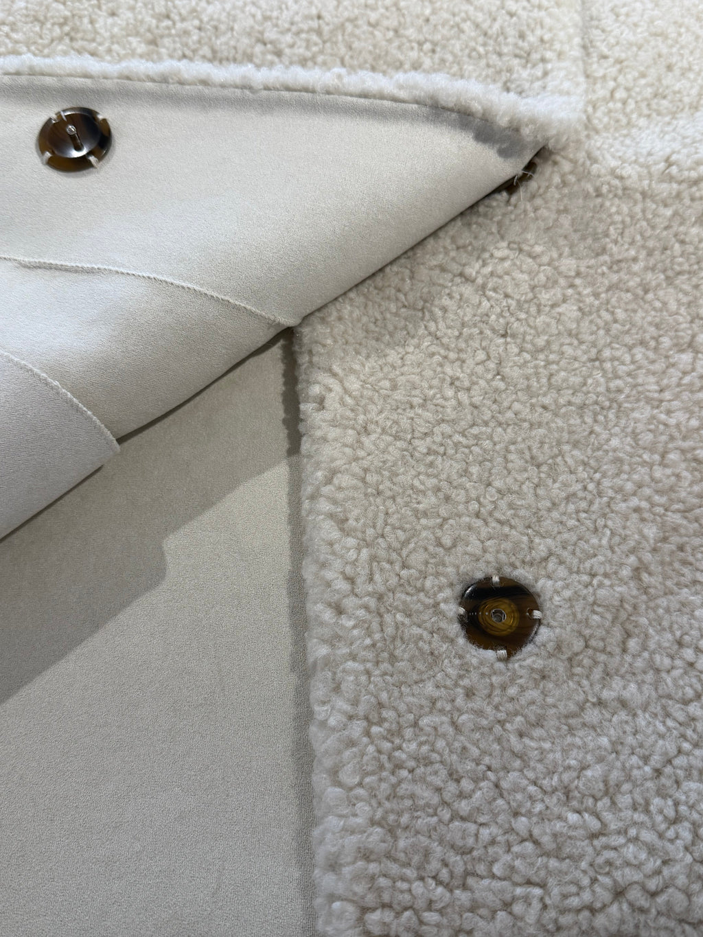 Beige Faux Suede Jacket with High Collar