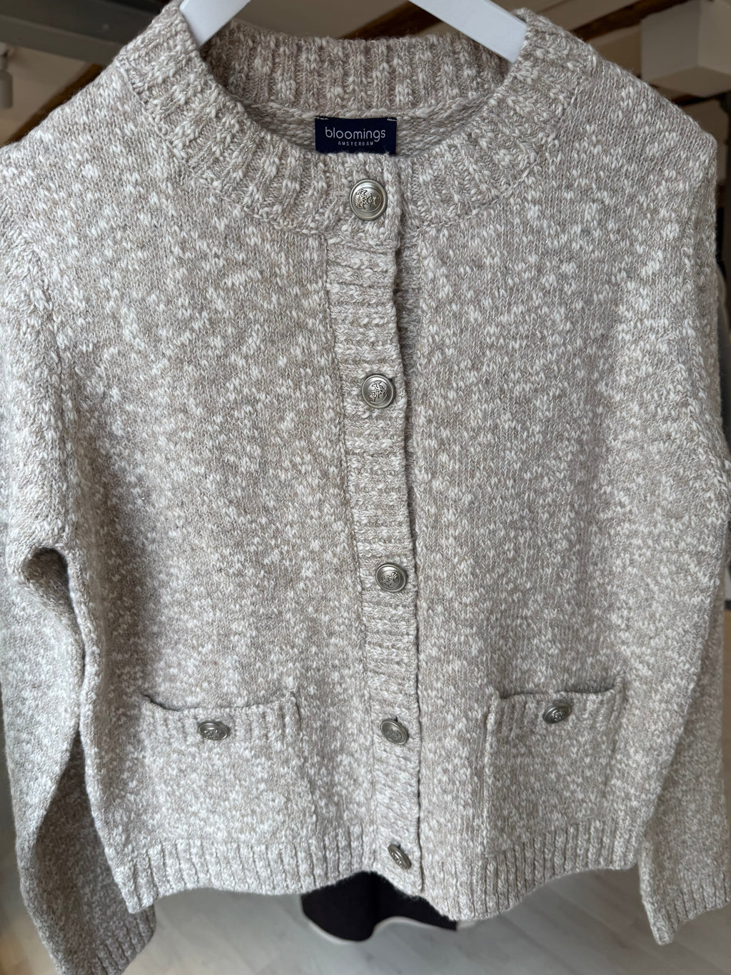 Beige Glitter Knit Cardigan