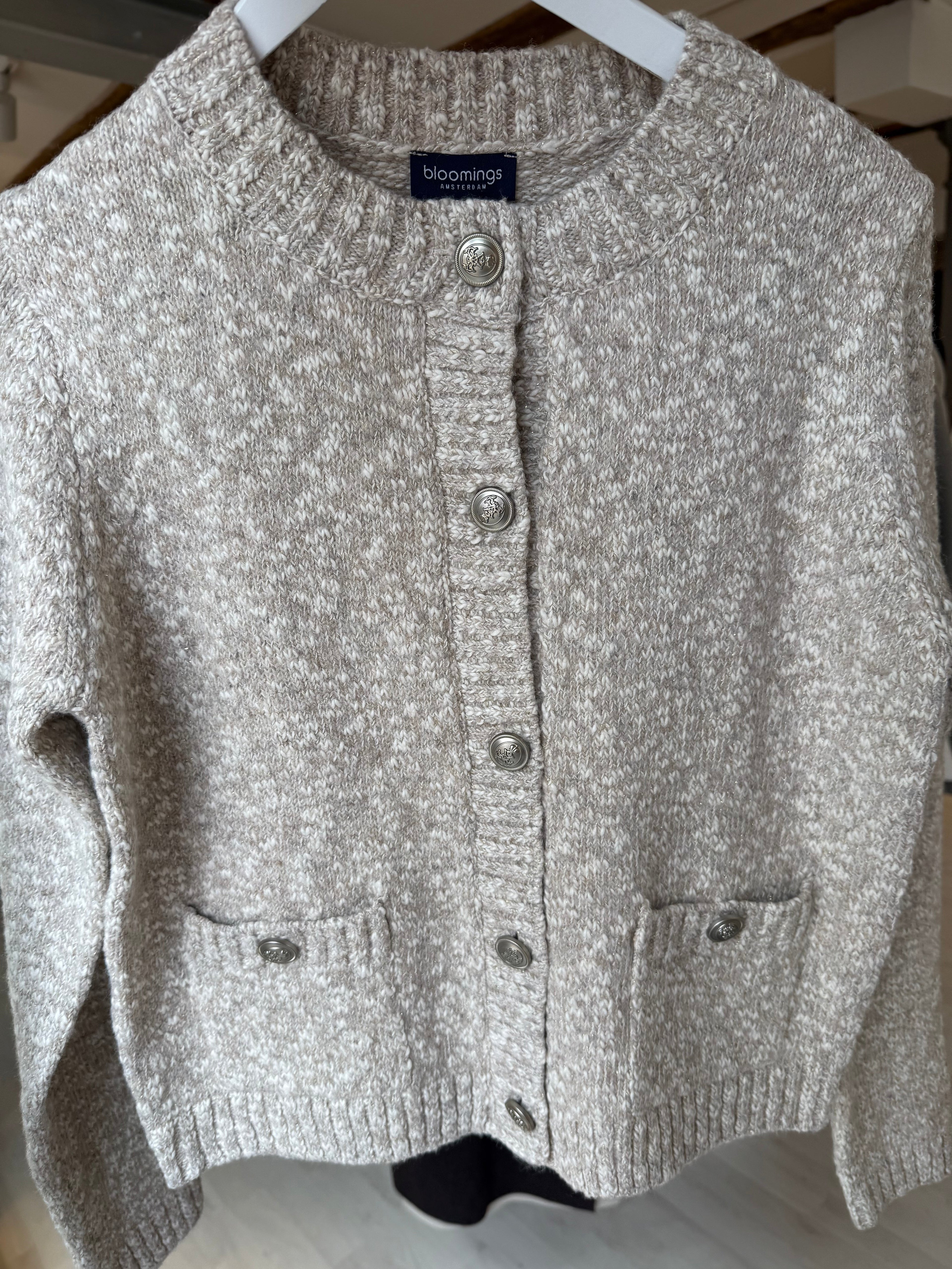 Beige Glitter Knit Cardigan