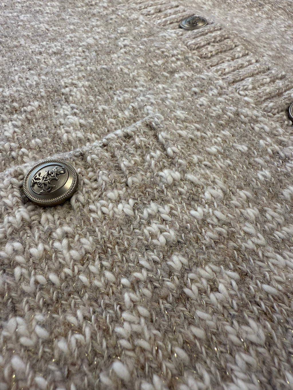 Beige Glitter Knit Cardigan