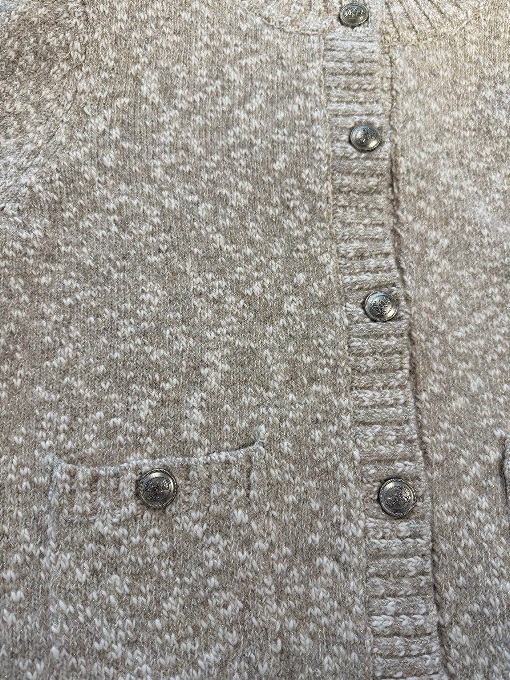 Beige Glitter Knit Cardigan