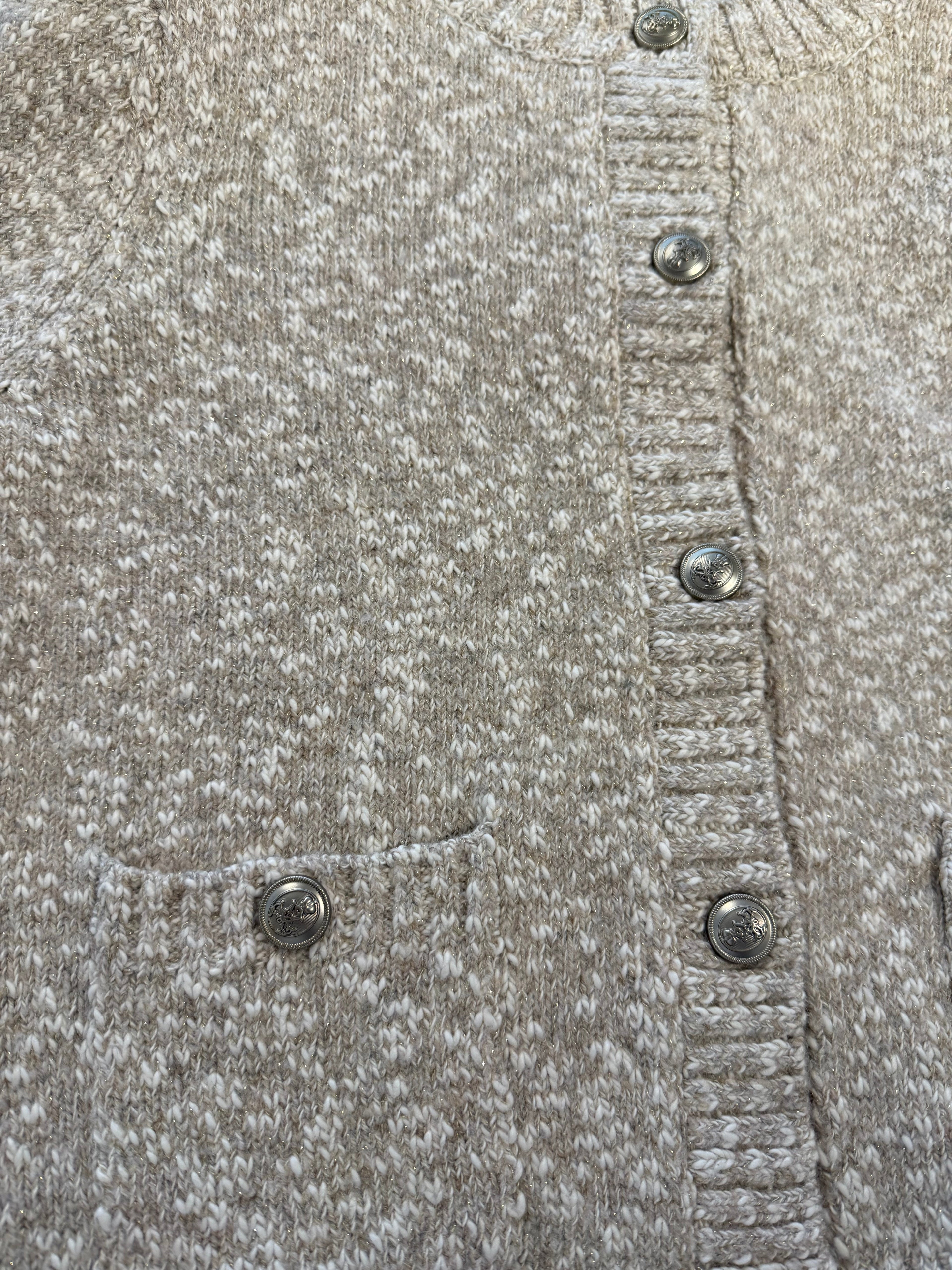 Beige Glitter Knit Cardigan