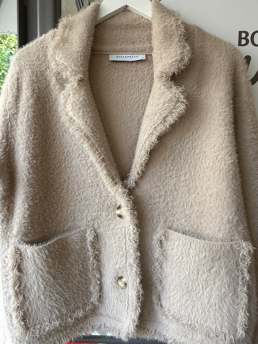 Single breasted cardigan with fringes stone