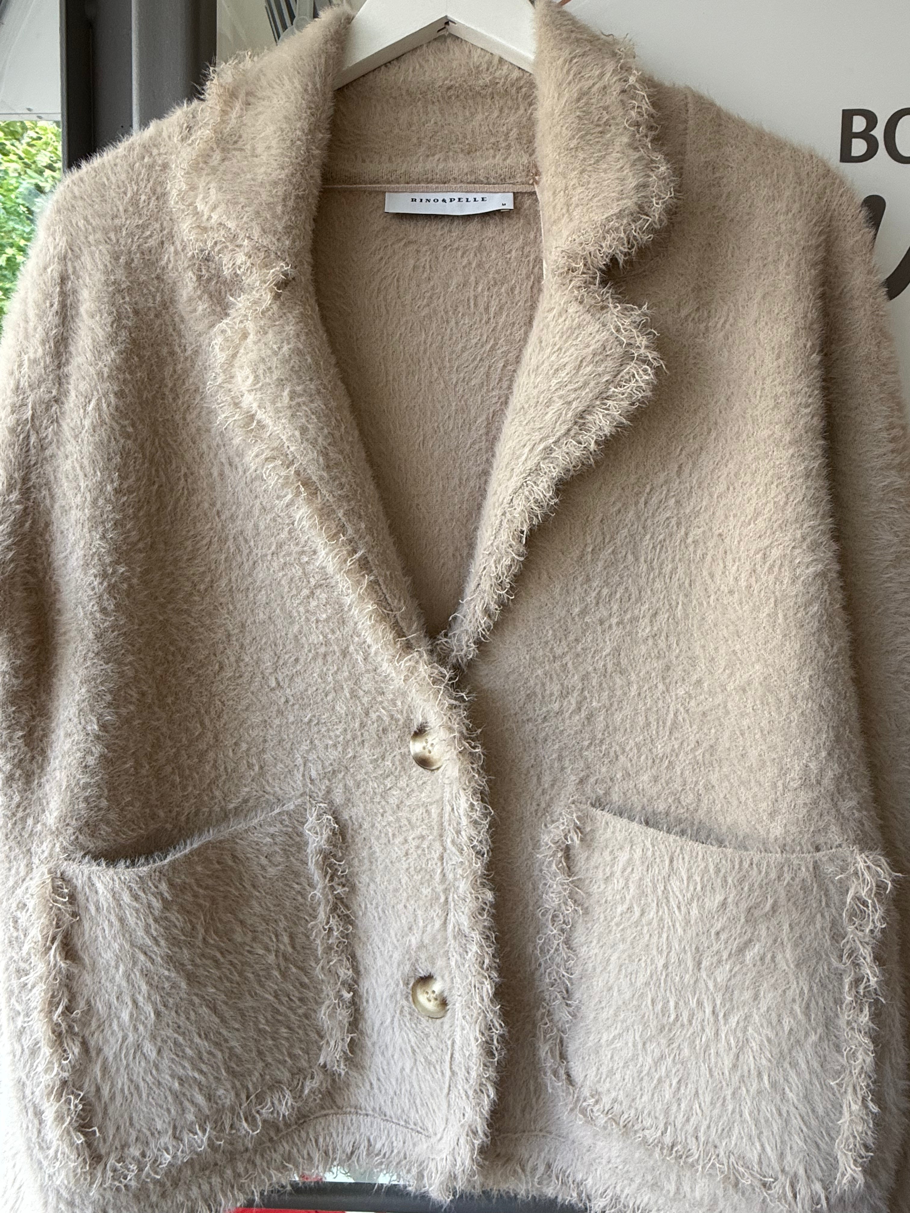 Single breasted cardigan with fringes stone