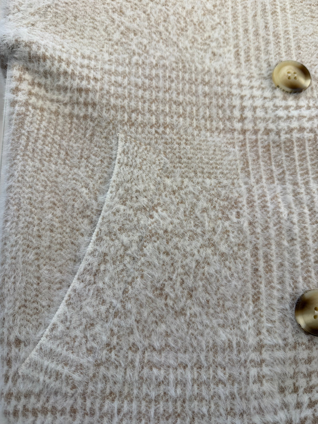 Short double breasted jacket Stone check