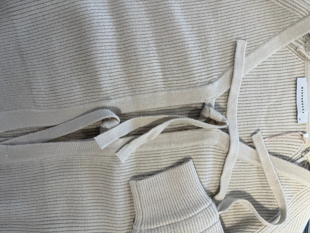 Knitted Cardigan with Bows - Birch