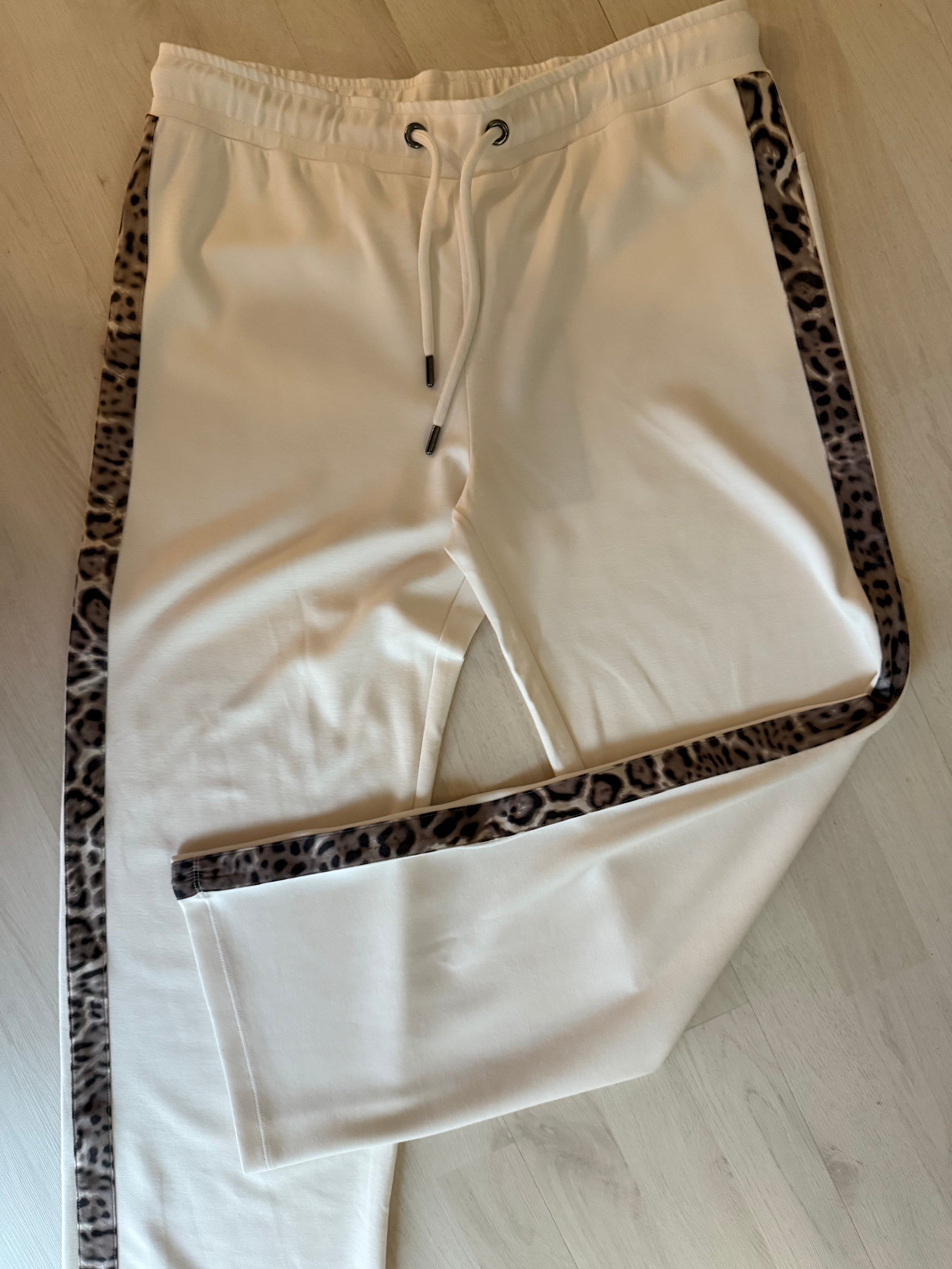 Beige Pants with Leopard Side Detail
