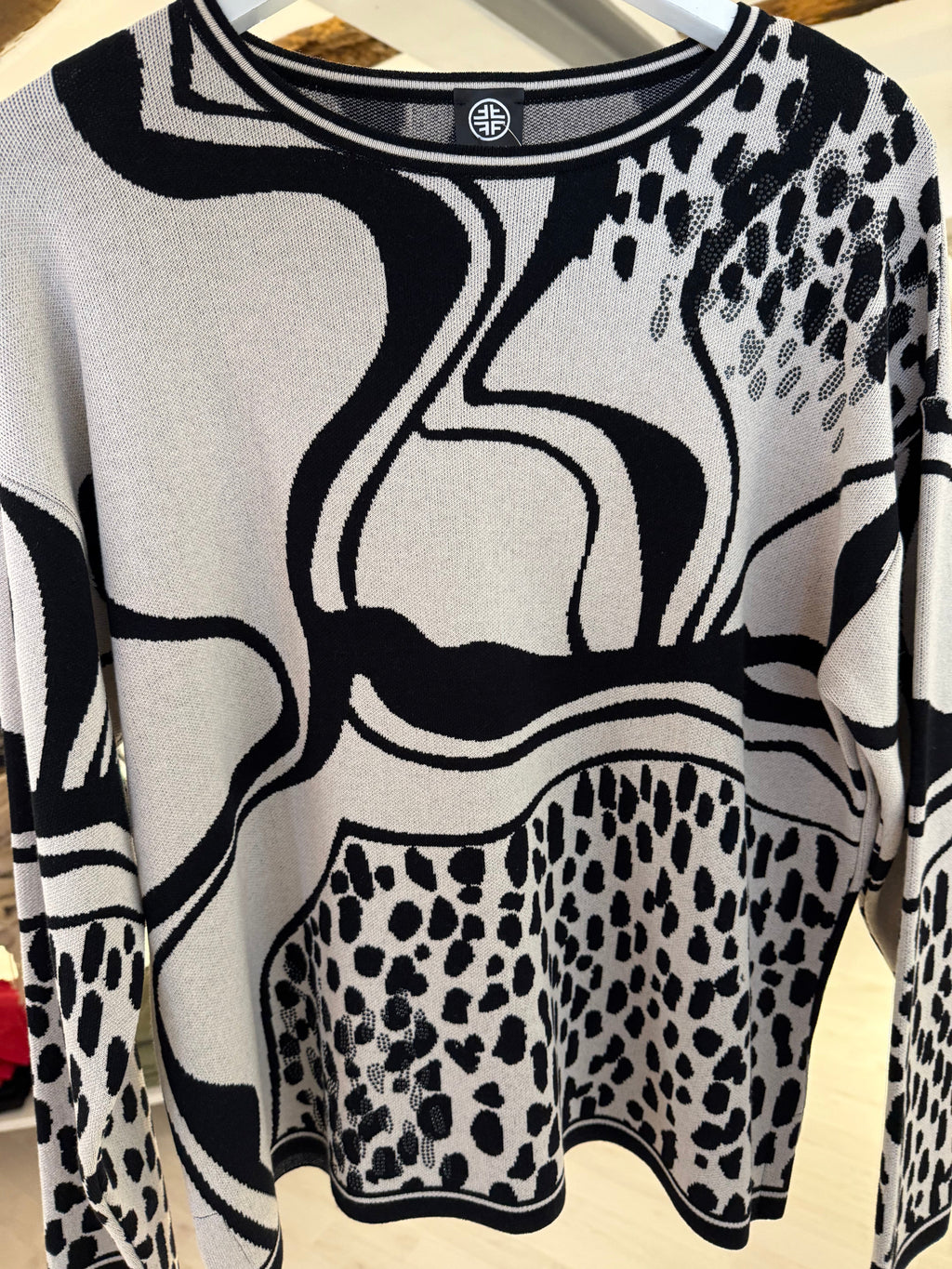 Beige Top with Black Pattern